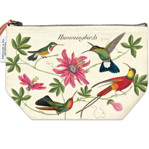 Cavallini & Co Vintage Hummingbird Floral Canvas Pouch - Picture 2 of 2